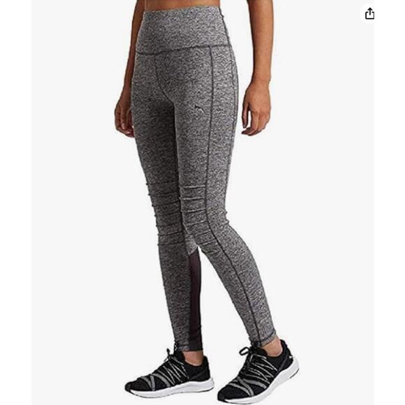 PUMA Moto Leggings Tights Dark Gray Heather Mid Rise Pull On Women's Medium - Picture 1 of 11